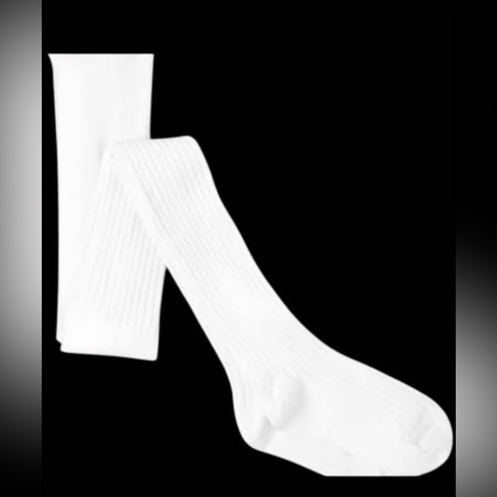 New Girls 10 White Ribbed stockings